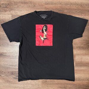 Aaliyah Mens Unisex Short Sleeve Large Black Red Cotton Graphic Band T Shirt